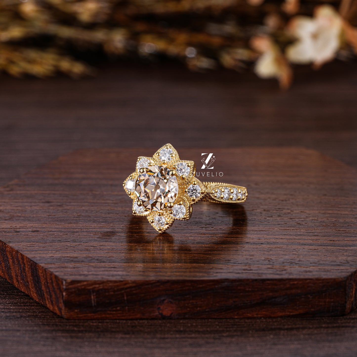 OEC Champagne Halo Ring