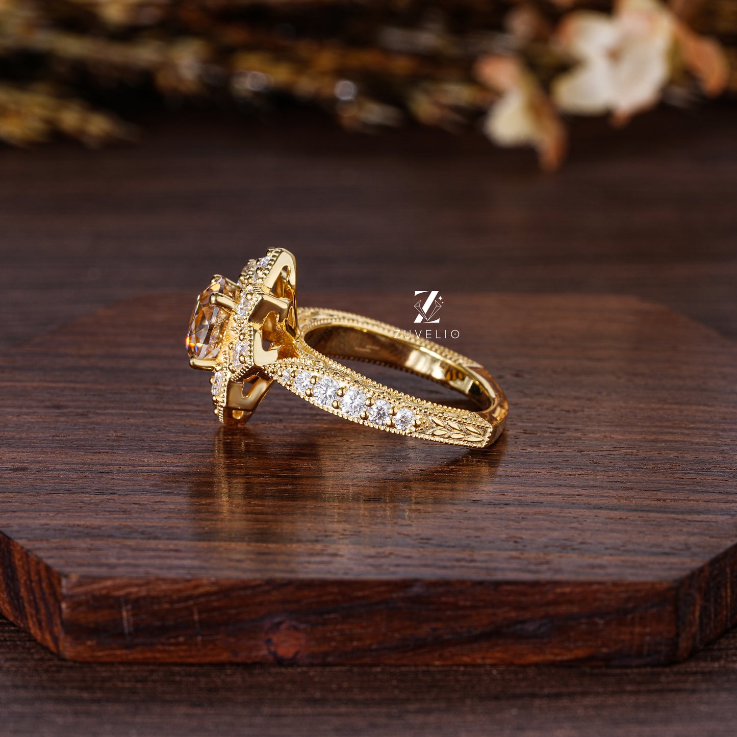 OEC Champagne Halo Ring