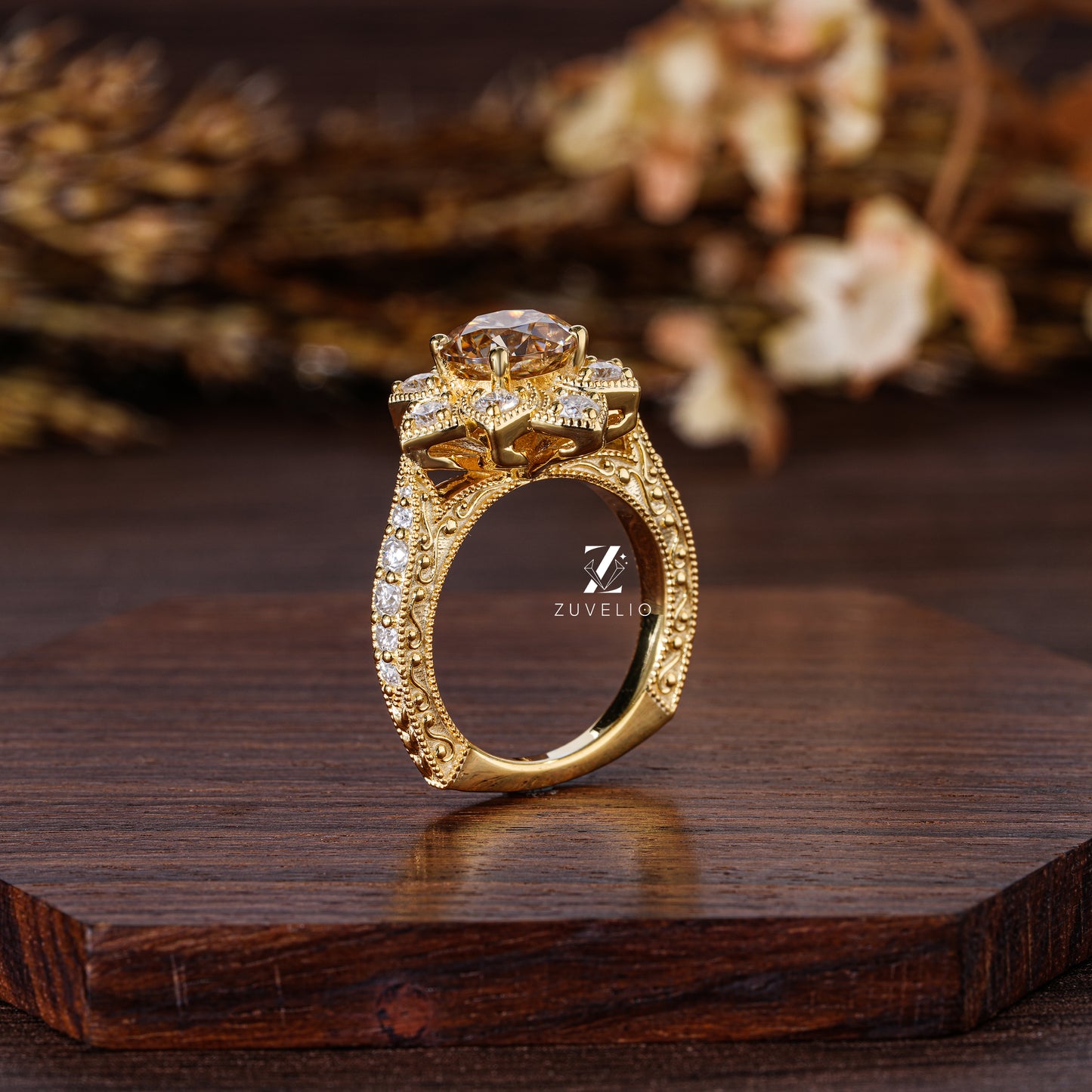 OEC Champagne Halo Ring