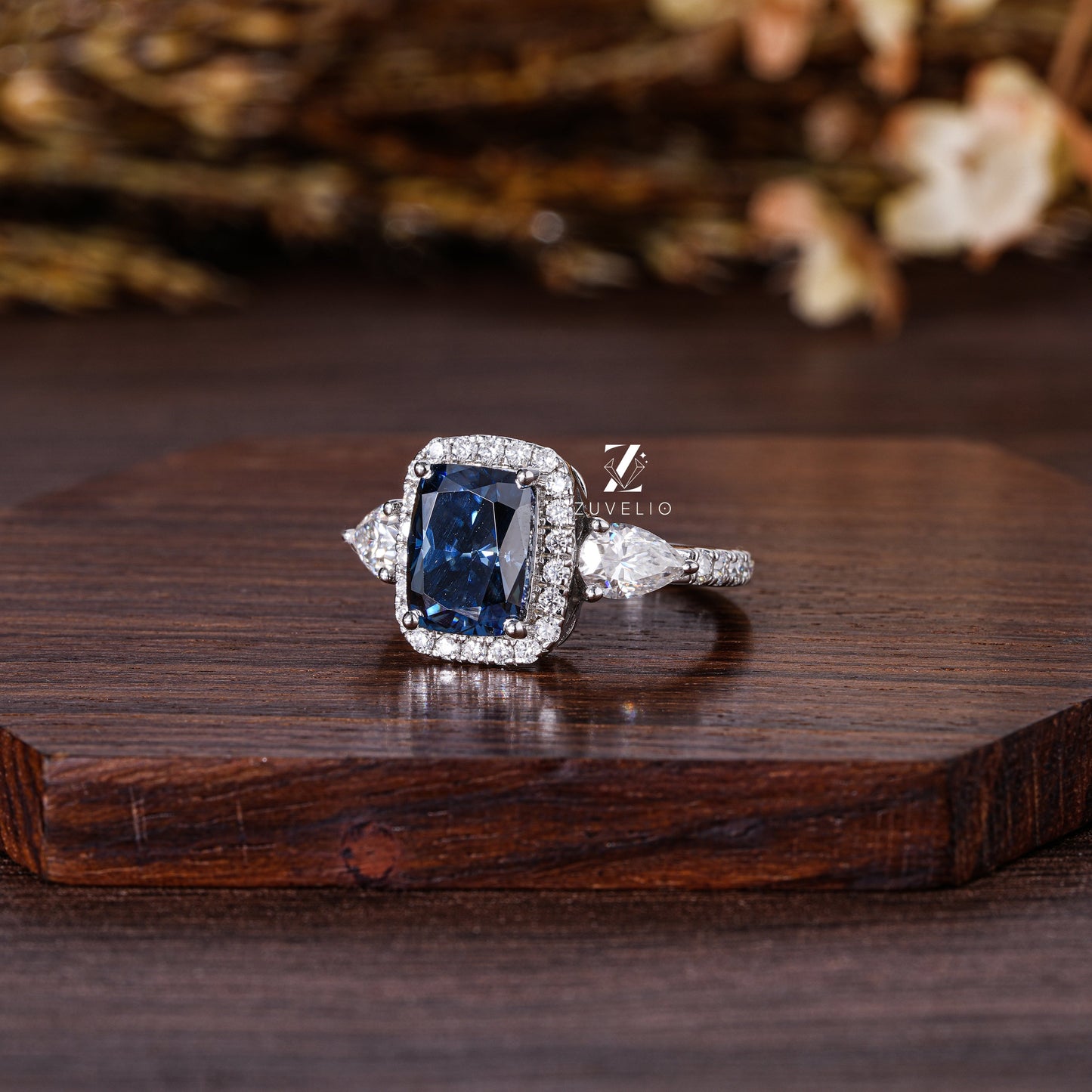 Royal Blue Moissanite Ring - Zuvelio.com