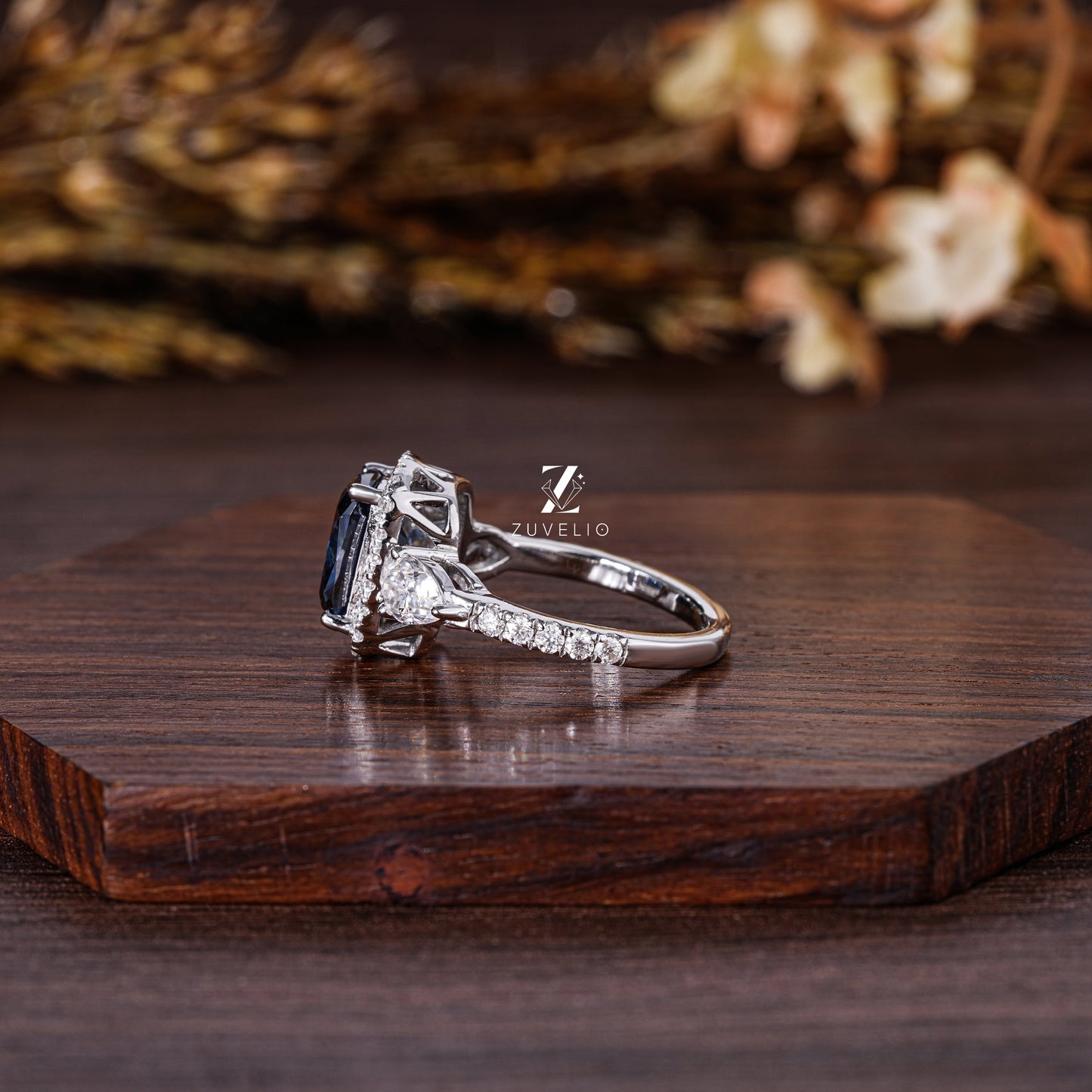 Royal Blue Moissanite Ring - Zuvelio.com