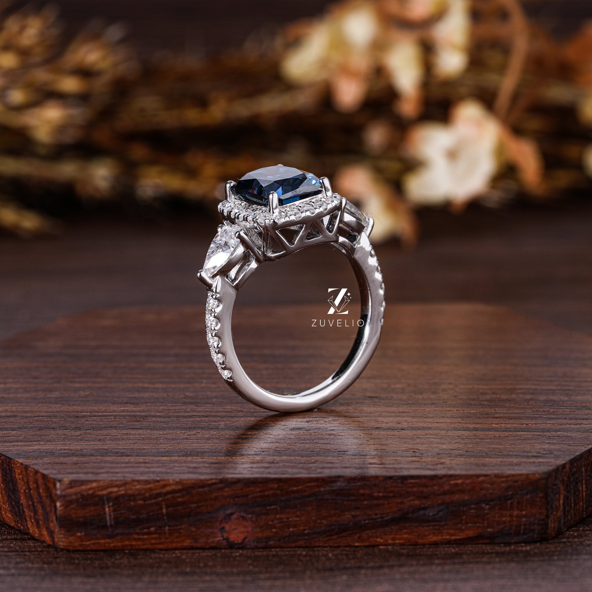 Royal Blue Moissanite Ring - Zuvelio.com