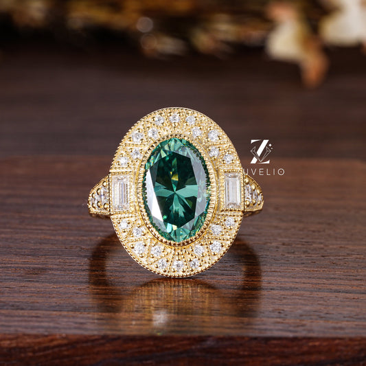 Oval Cluster Halo Ring