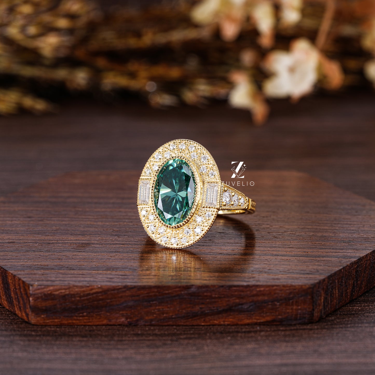 Oval Cluster Halo Ring