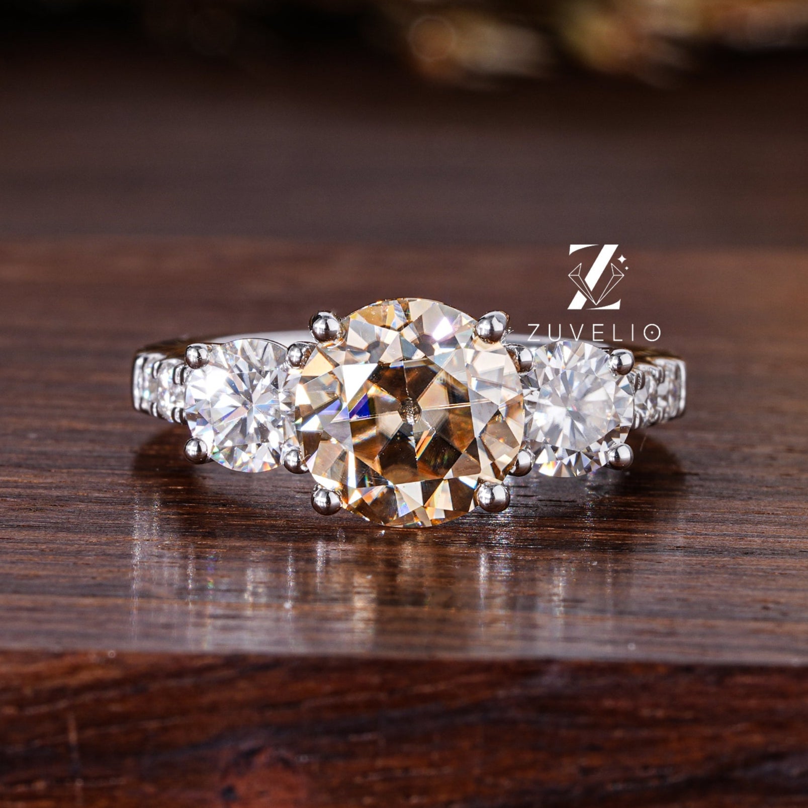 Three Stone Moissanite Ring - Zuvelio.com