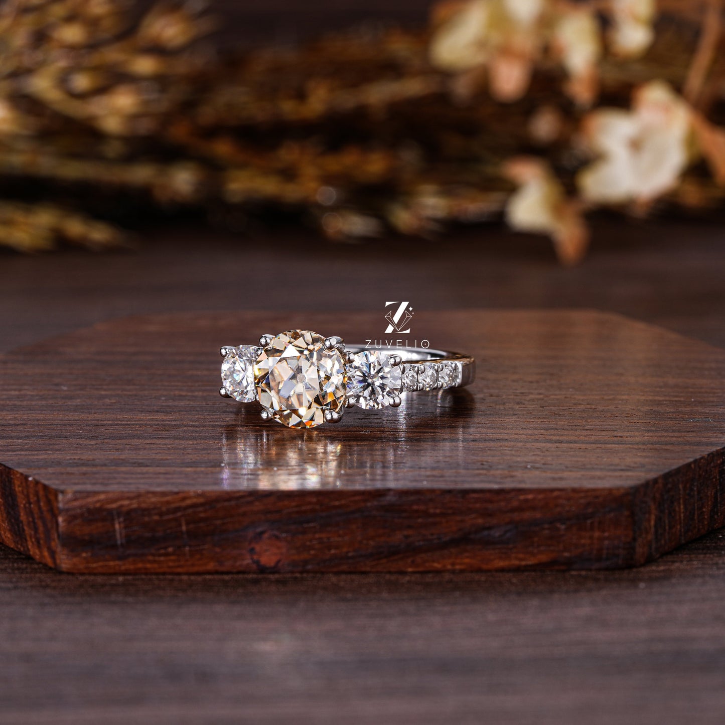 Three Stone Moissanite Ring - Zuvelio.com