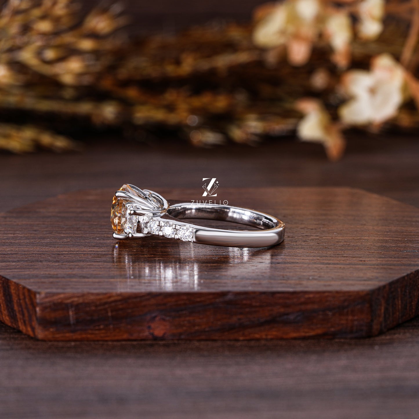Three Stone Moissanite Ring - Zuvelio.com