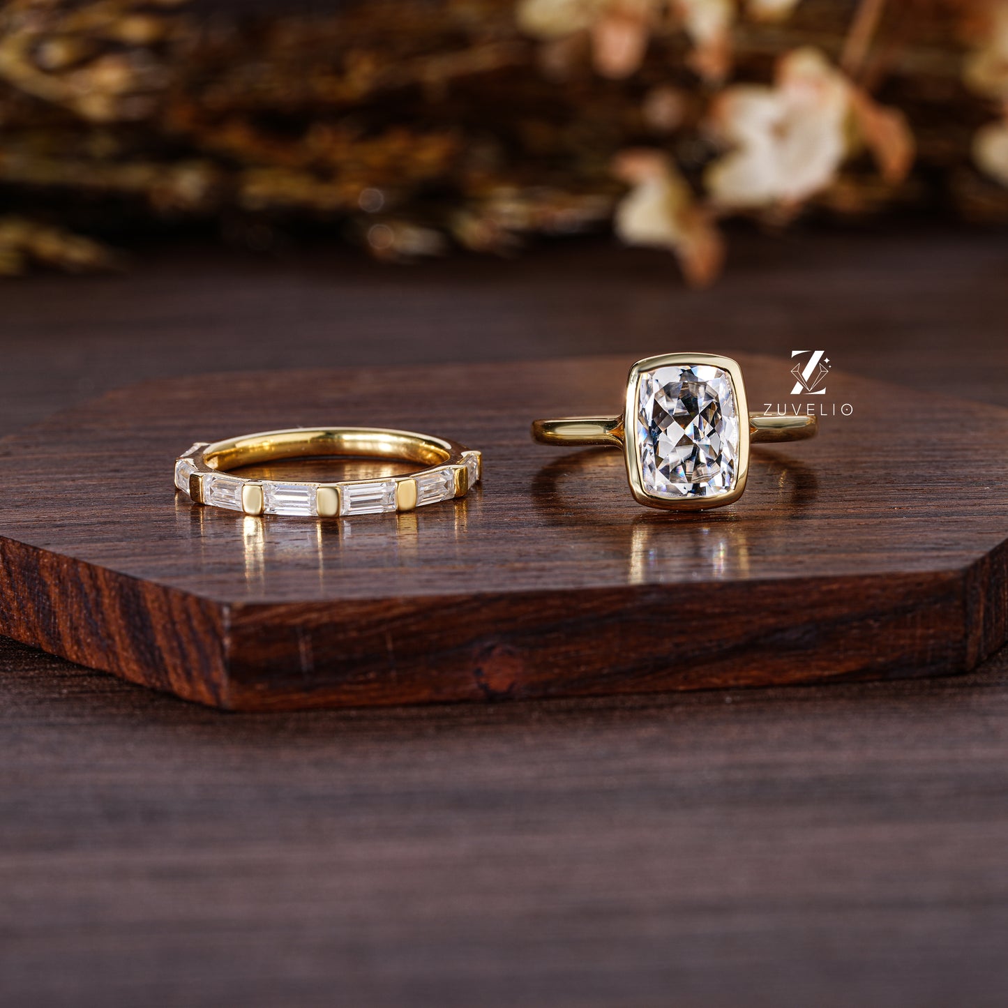 Cushion Moissanite Bridal Set