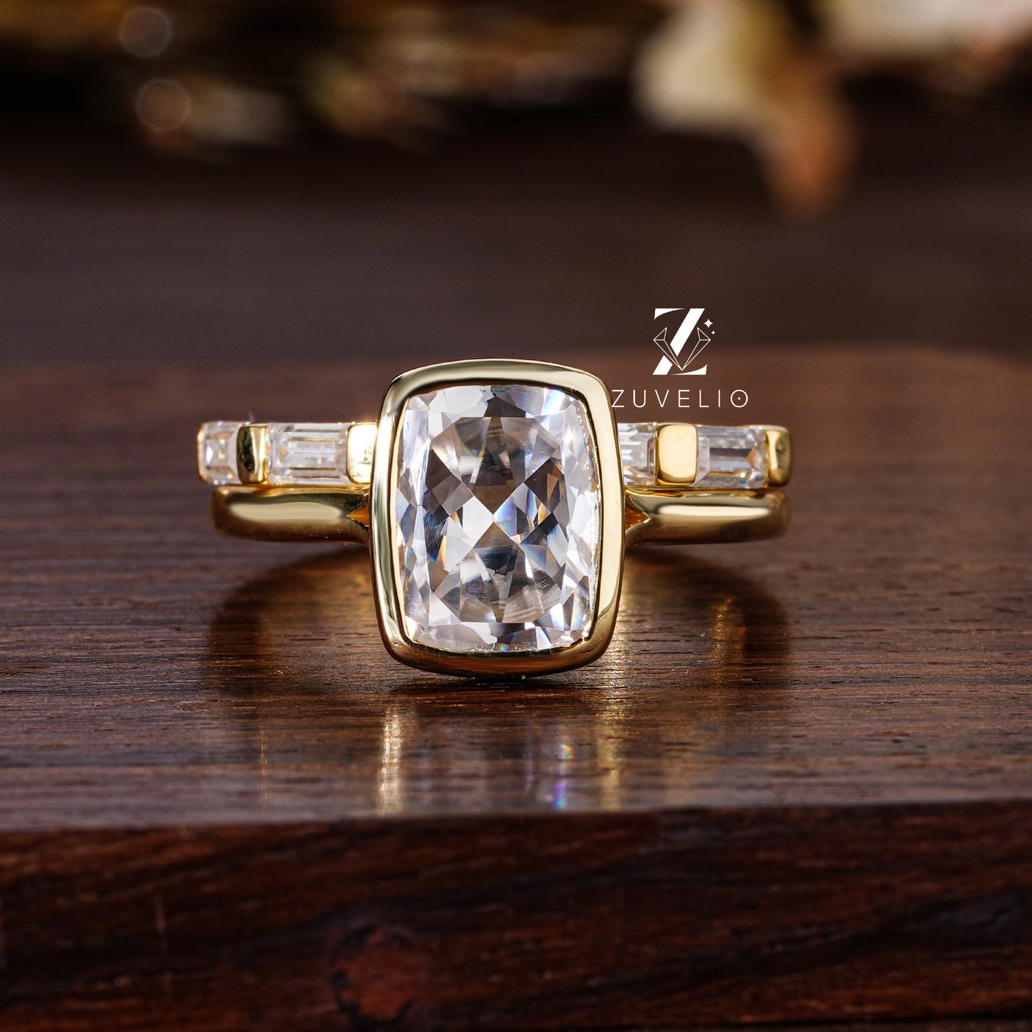 Cushion Moissanite Bridal Set