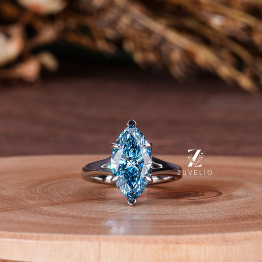Blue Marquise Diamond Ring