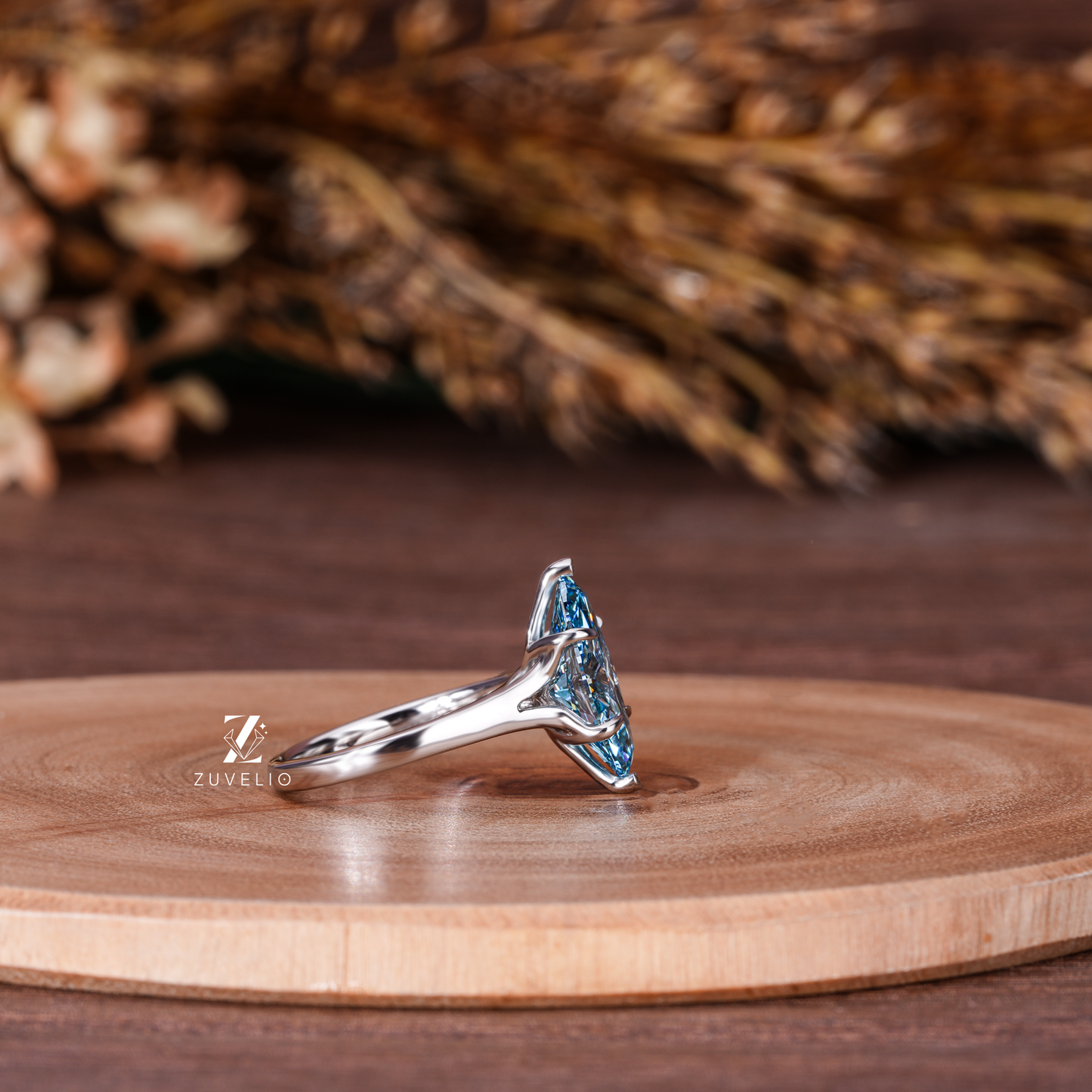 Blue Marquise Diamond Ring