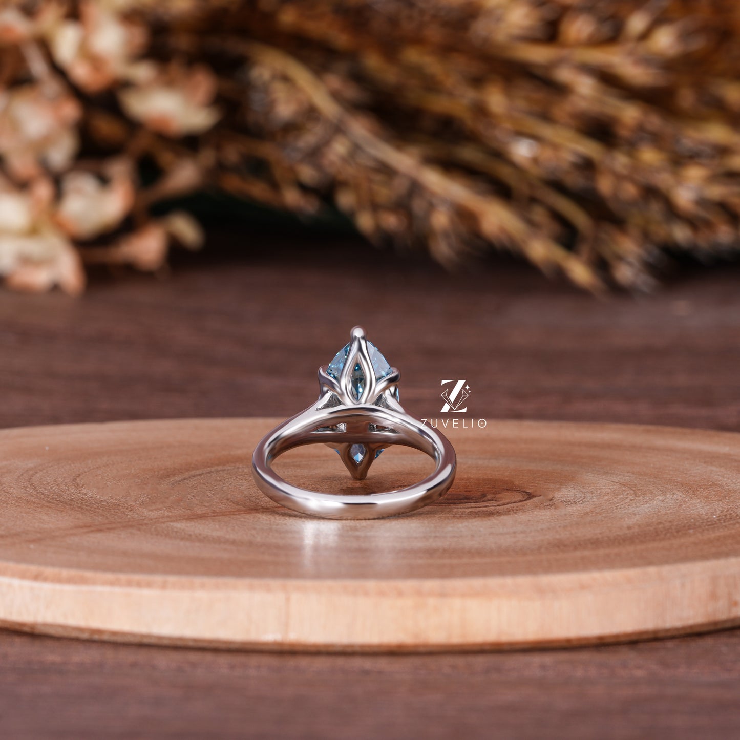 Blue Marquise Diamond Ring