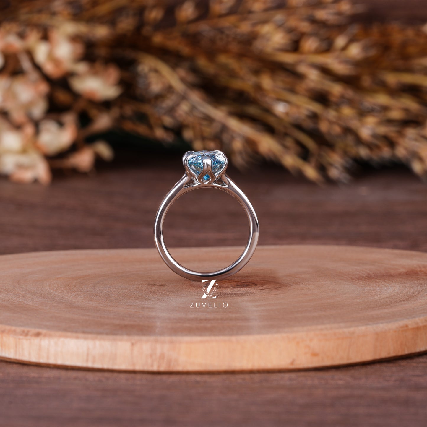 Blue Marquise Diamond Ring