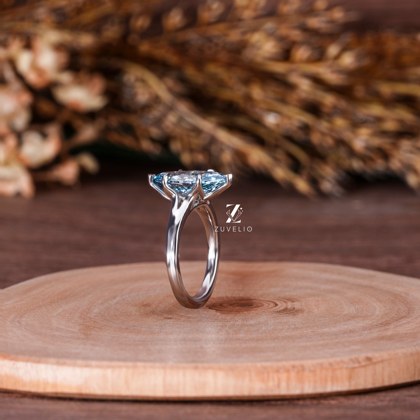 Blue Marquise Diamond Ring