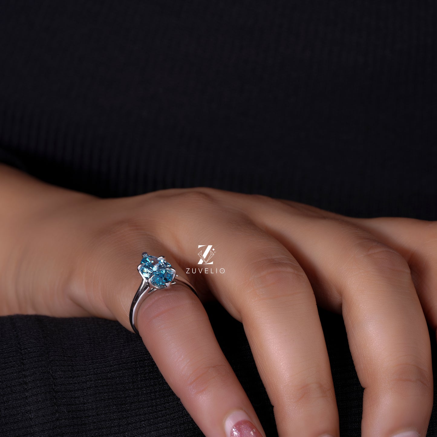 Blue Marquise Diamond Ring