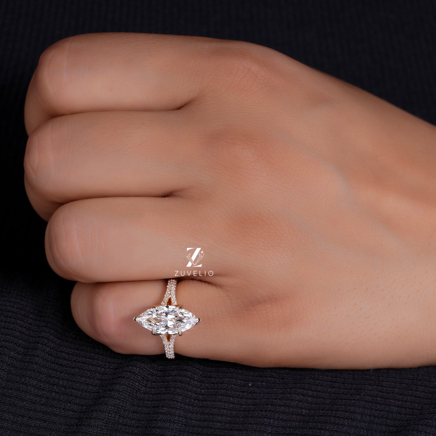 Marquise Tulip Diamond Ring