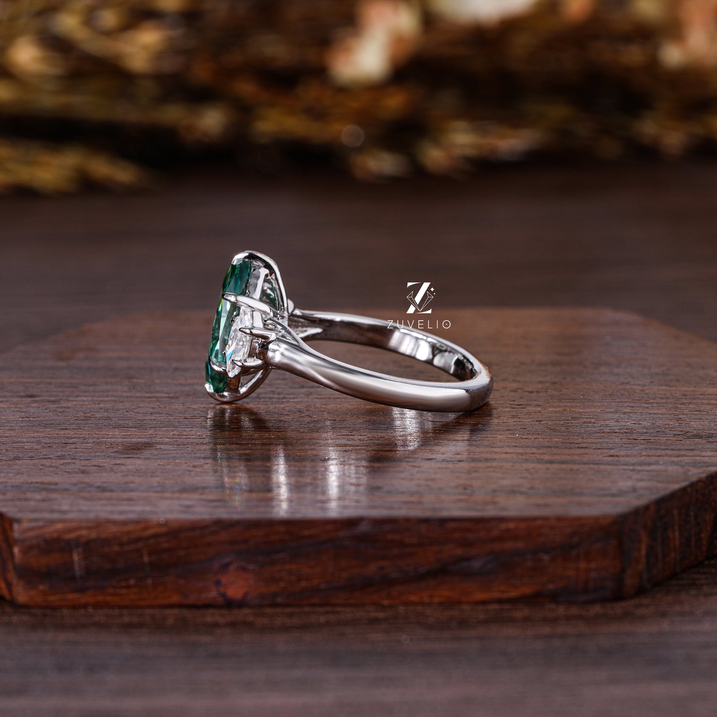 Green Hexagon Moissanite Ring - Zuvelio.com