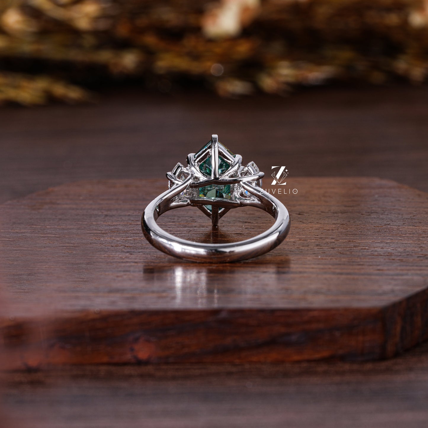 Green Hexagon Moissanite Ring - Zuvelio.com