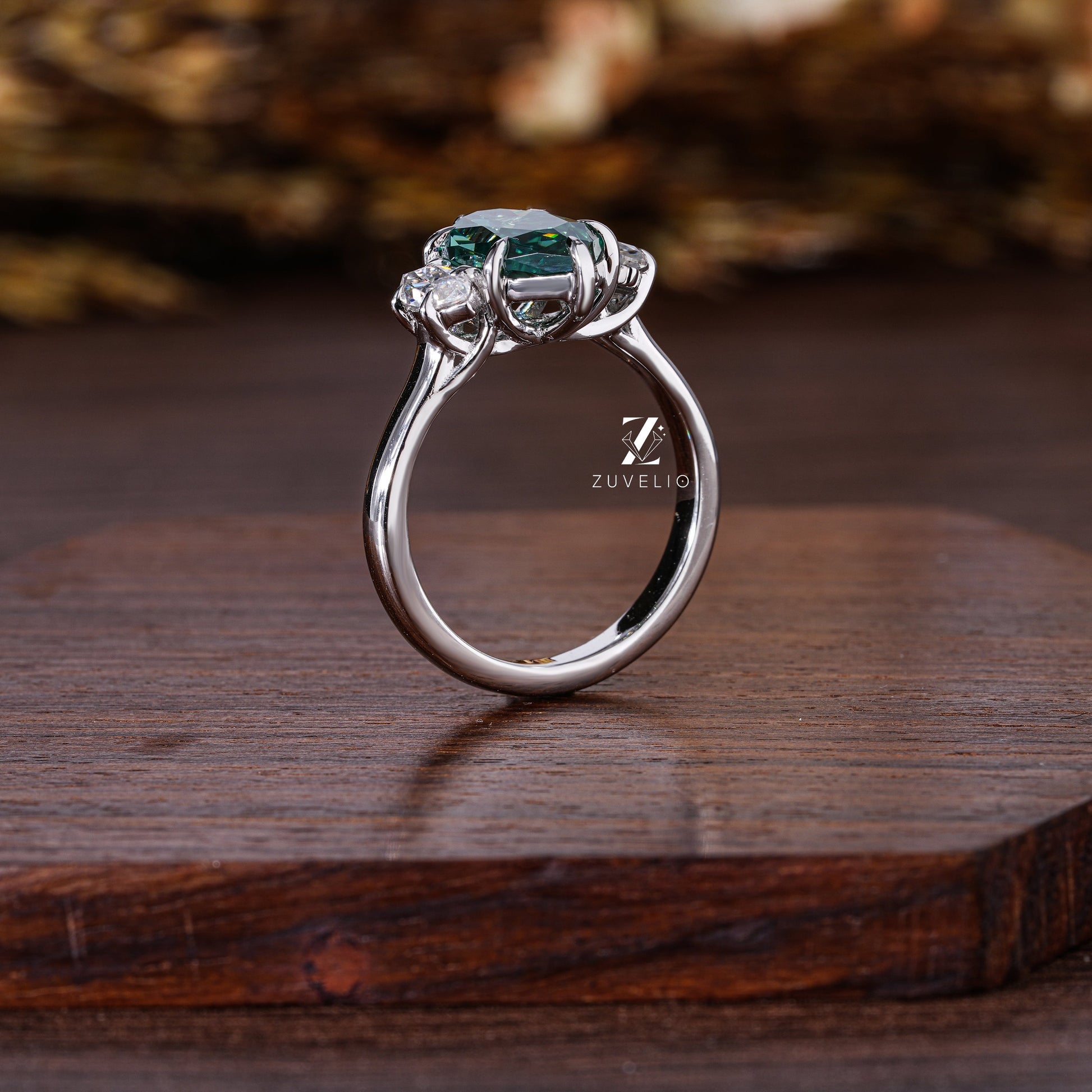 Green Hexagon Moissanite Ring - Zuvelio.com