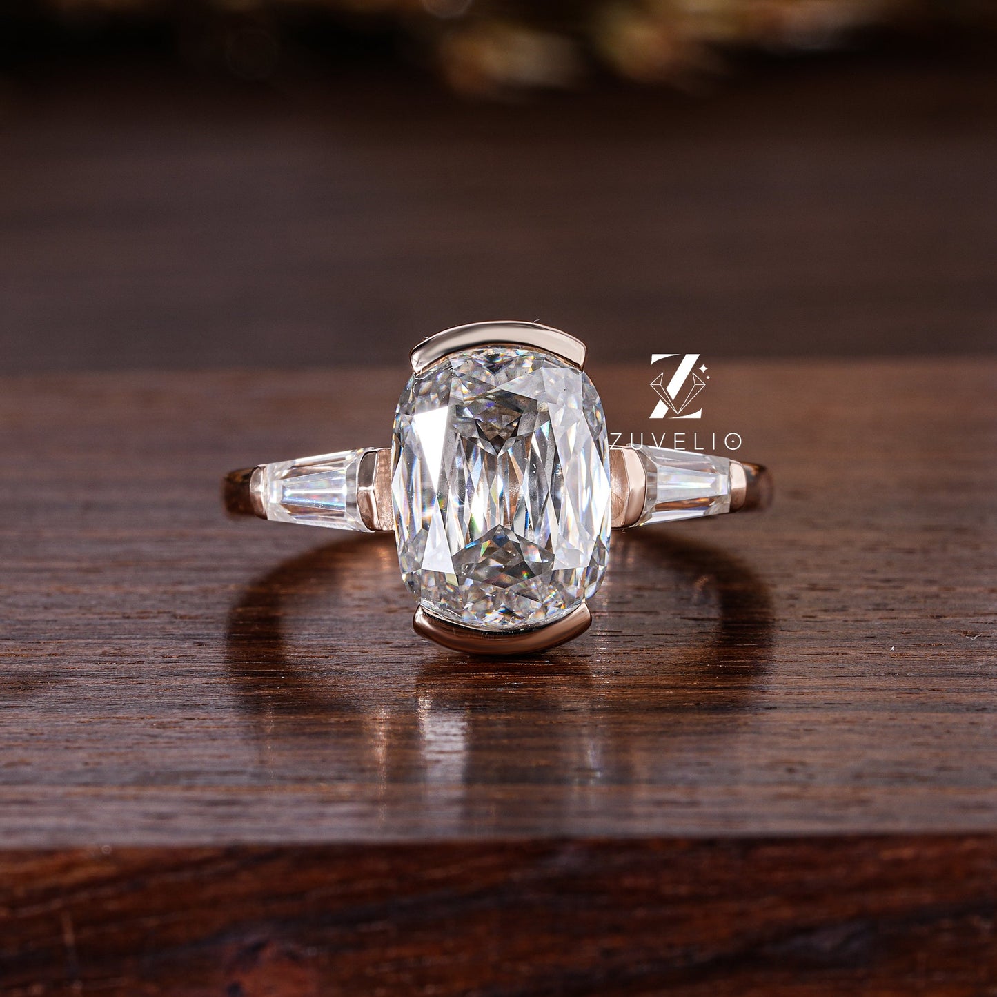 Criss Cut Moissanite Ring