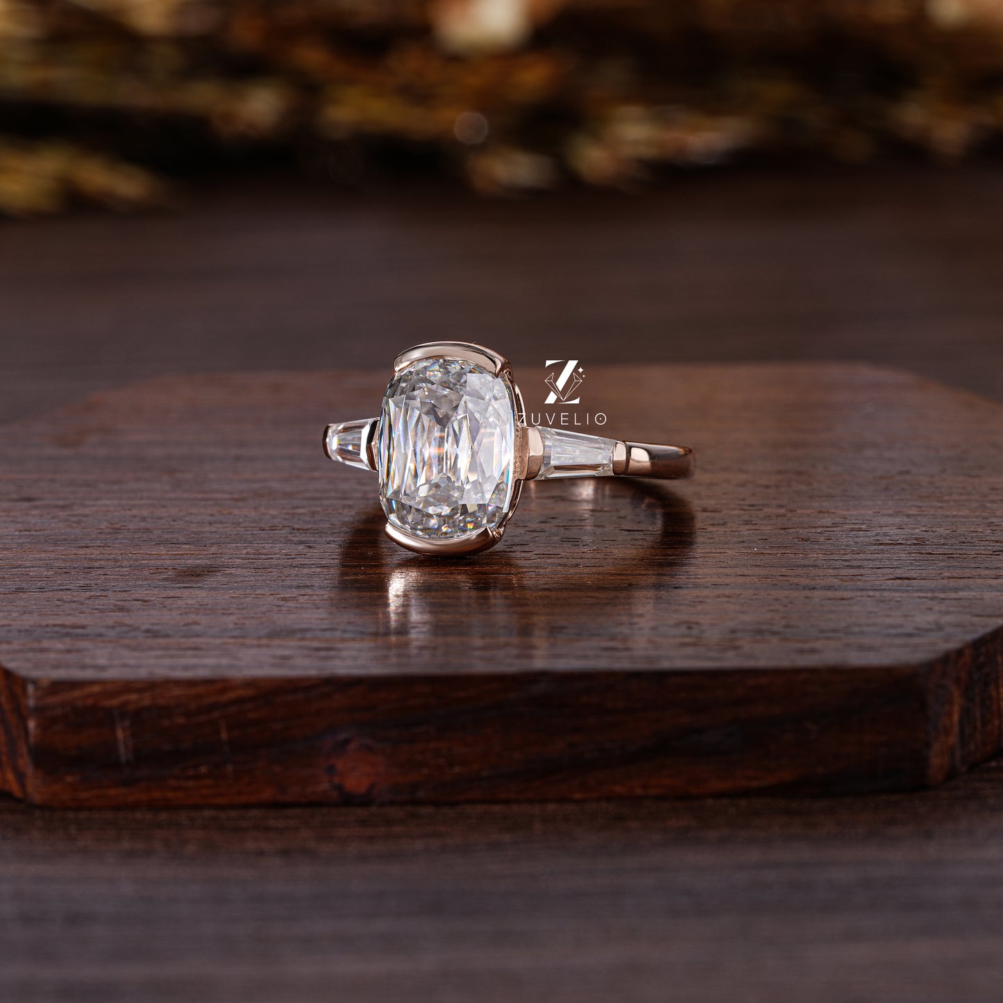 Criss Cut Moissanite Ring