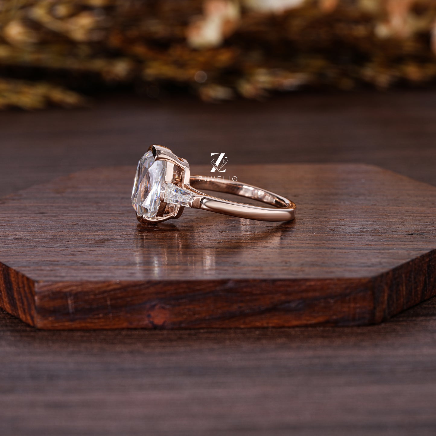 Criss Cut Moissanite Ring