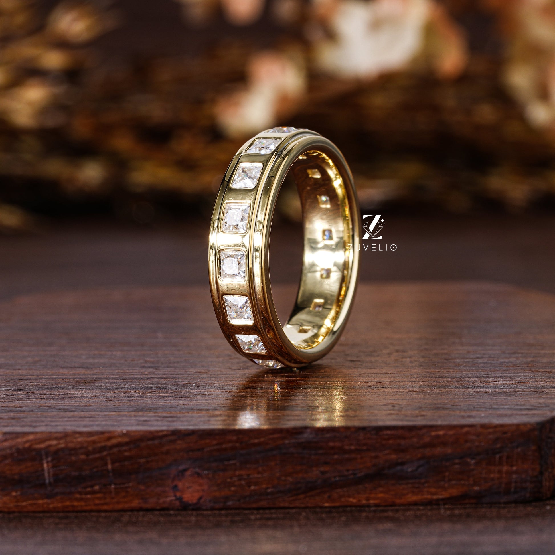 Princess Cut Moissanite  Band - Zuvelio.com