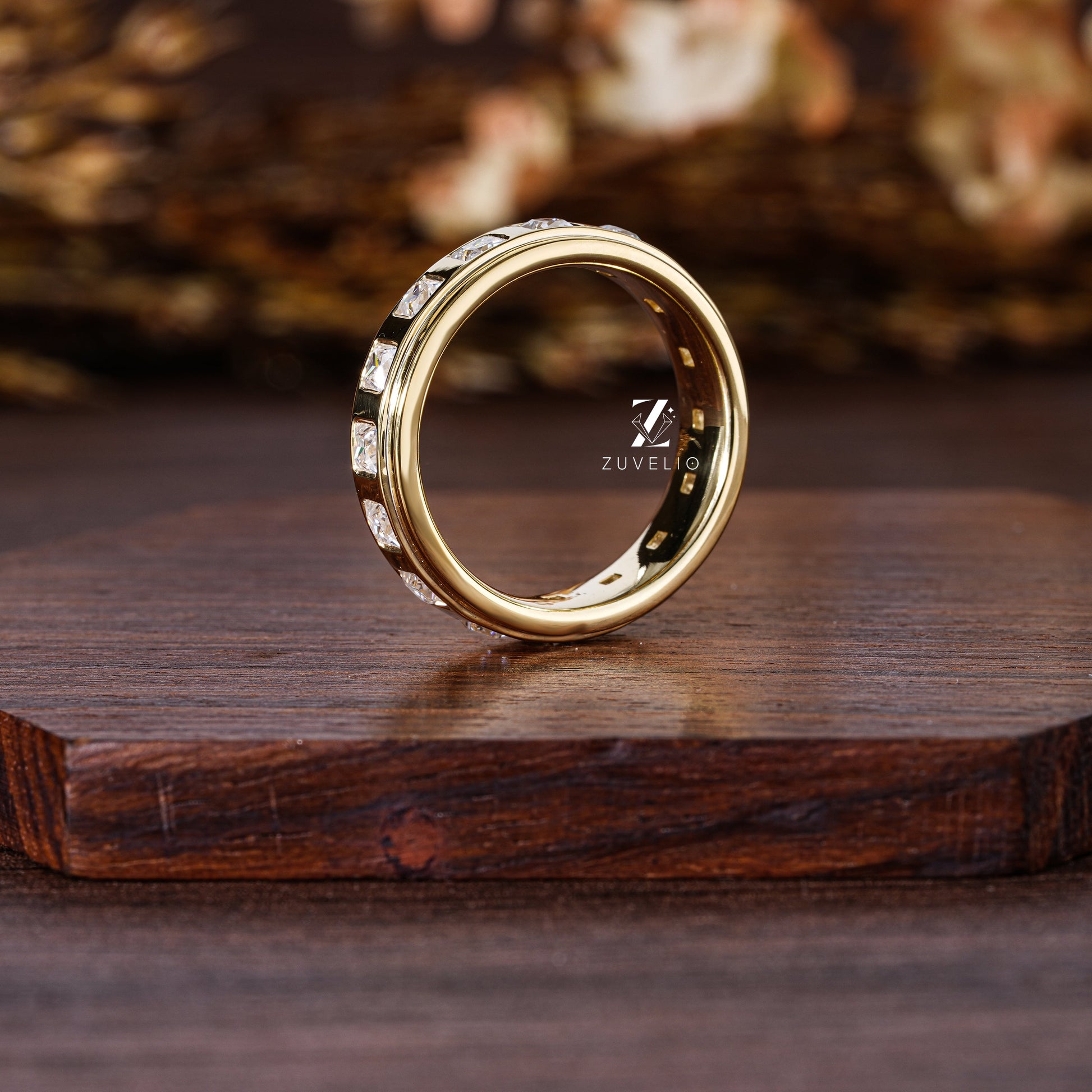 Princess Cut Moissanite  Band - Zuvelio.com