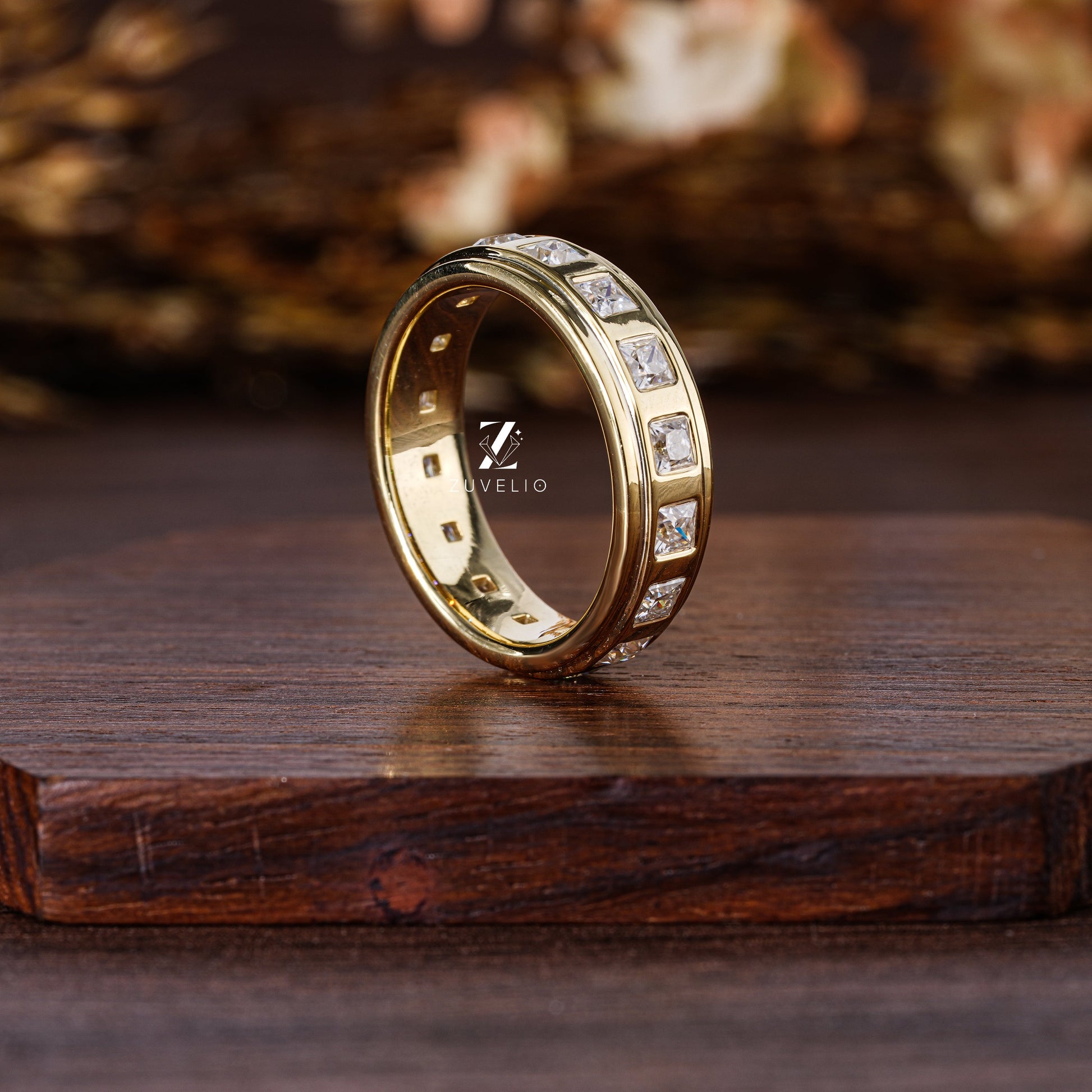Princess Cut Moissanite  Band - Zuvelio.com