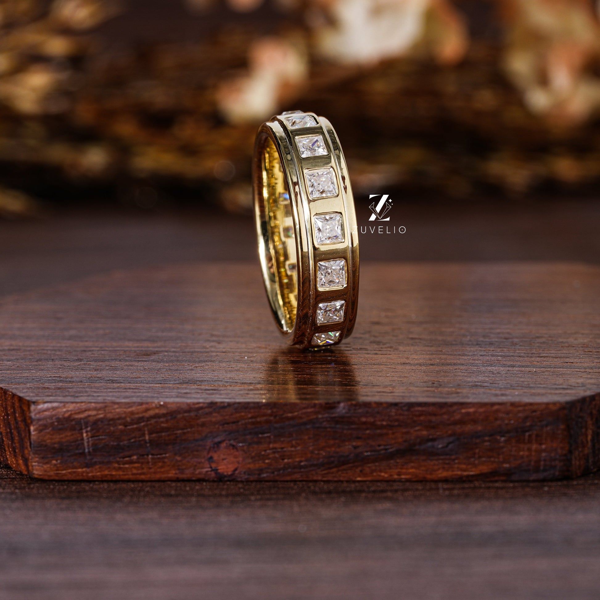 Princess Cut Moissanite  Band - Zuvelio.com