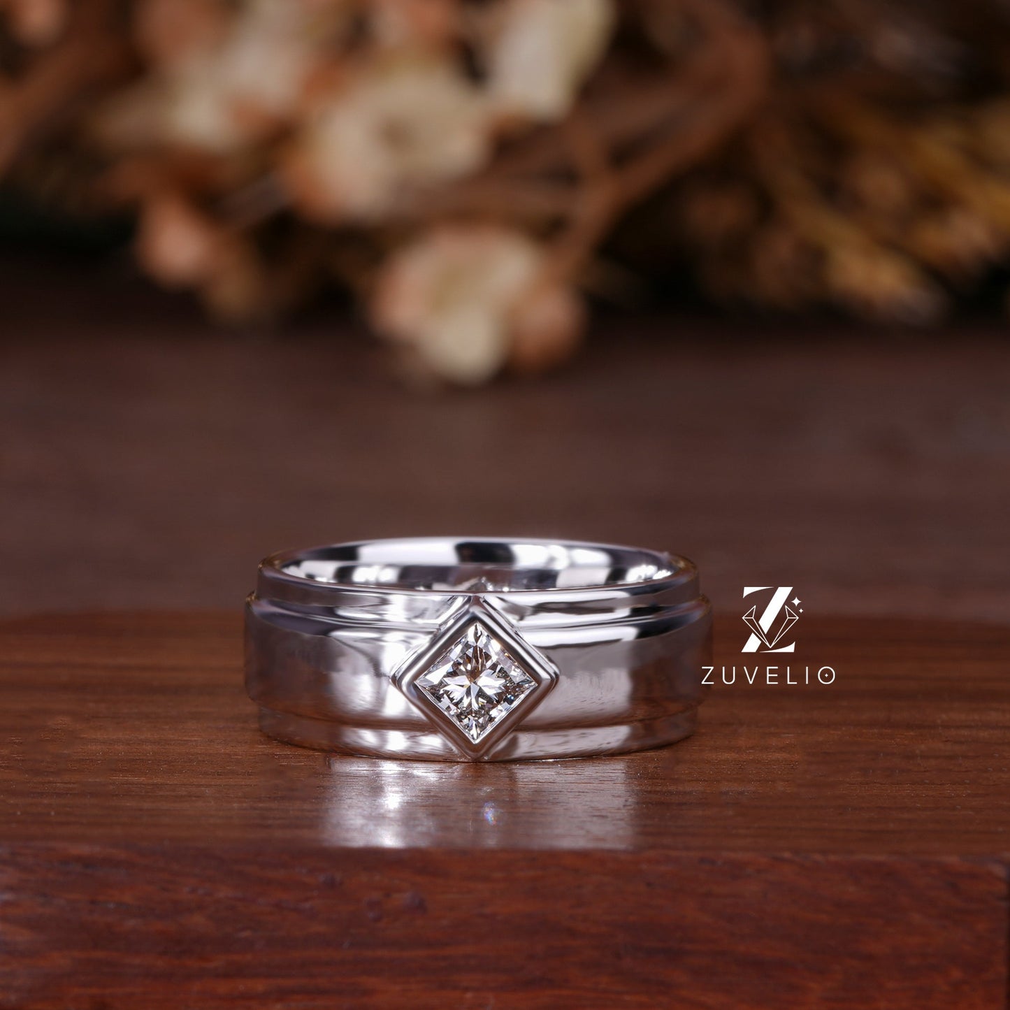 Mens Princess Diamond Band