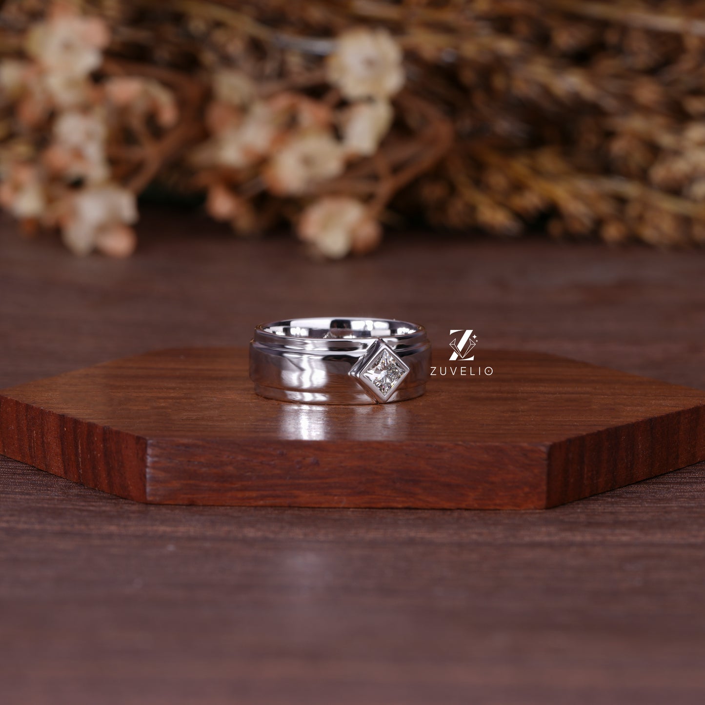 Mens Princess Diamond Band