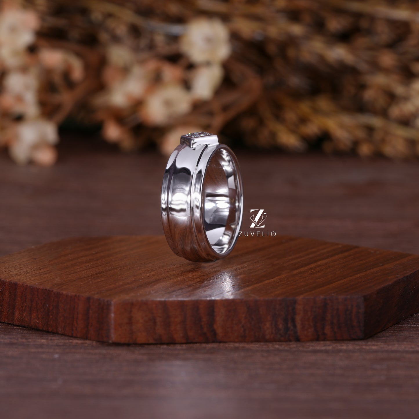 Mens Princess Diamond Band