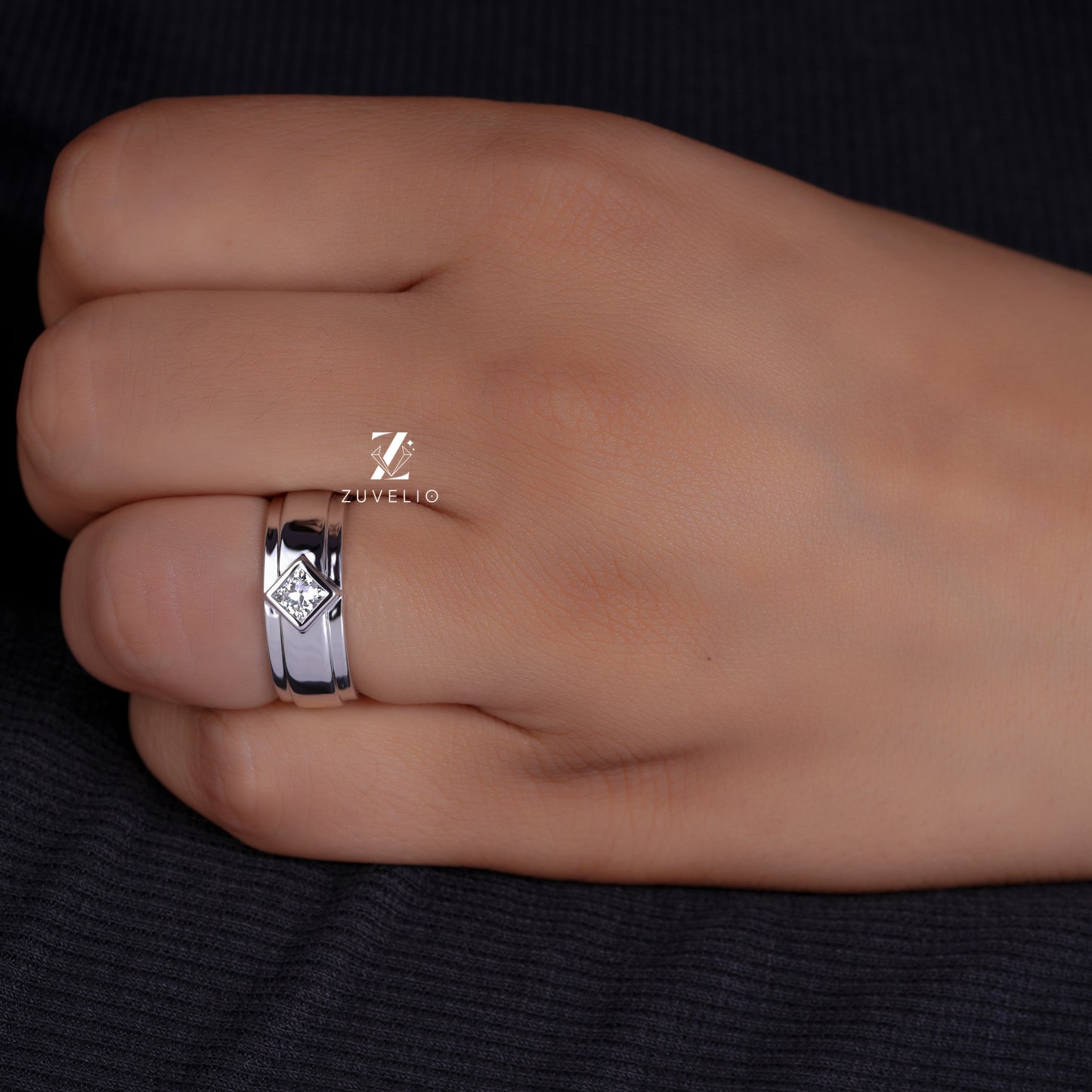 Mens Princess Diamond Band