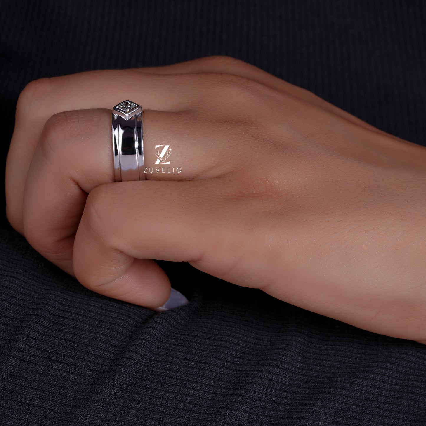 Mens Princess Diamond Band