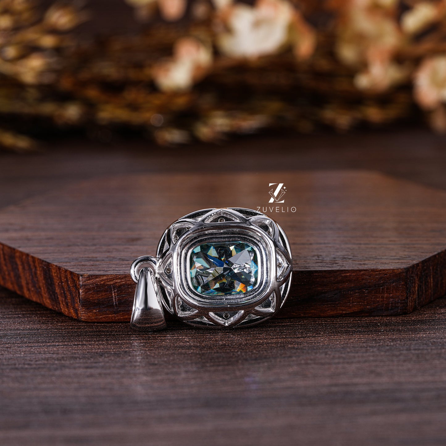 Blue Green Moissanite Pendant - Zuvelio.com