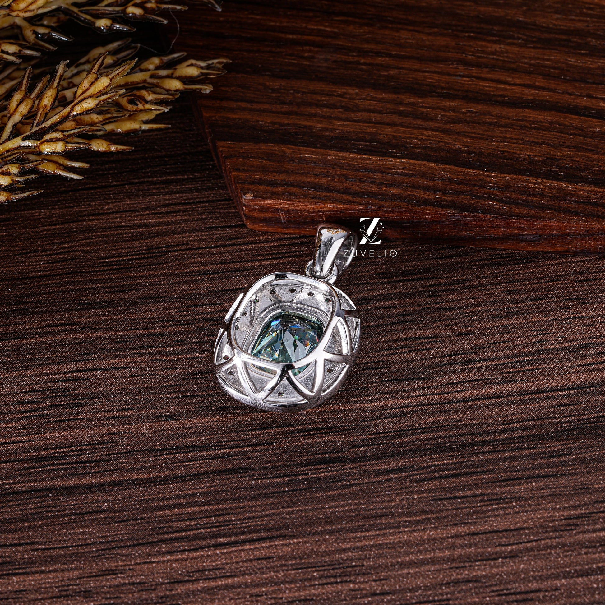 Blue Green Moissanite Pendant - Zuvelio.com