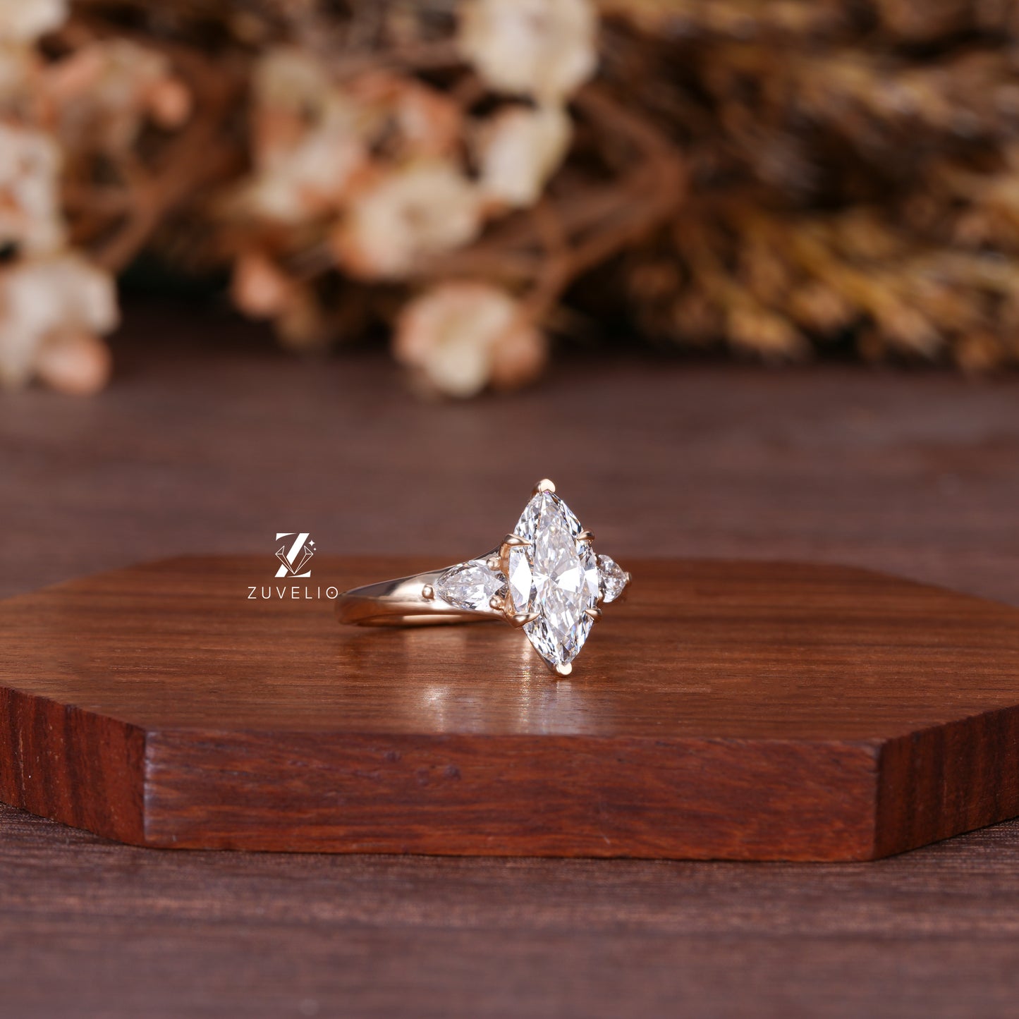 Marquise Tulip Diamond Ring