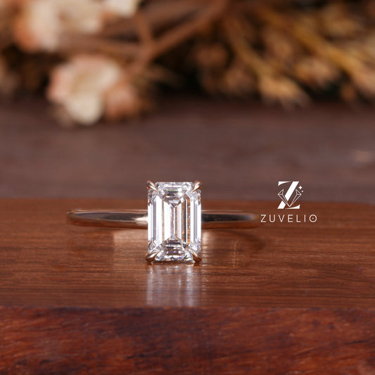 Emerald Solitaire Halo Ring