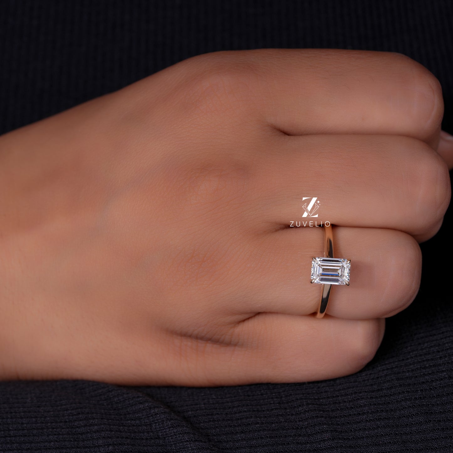 Emerald Solitaire Halo Ring