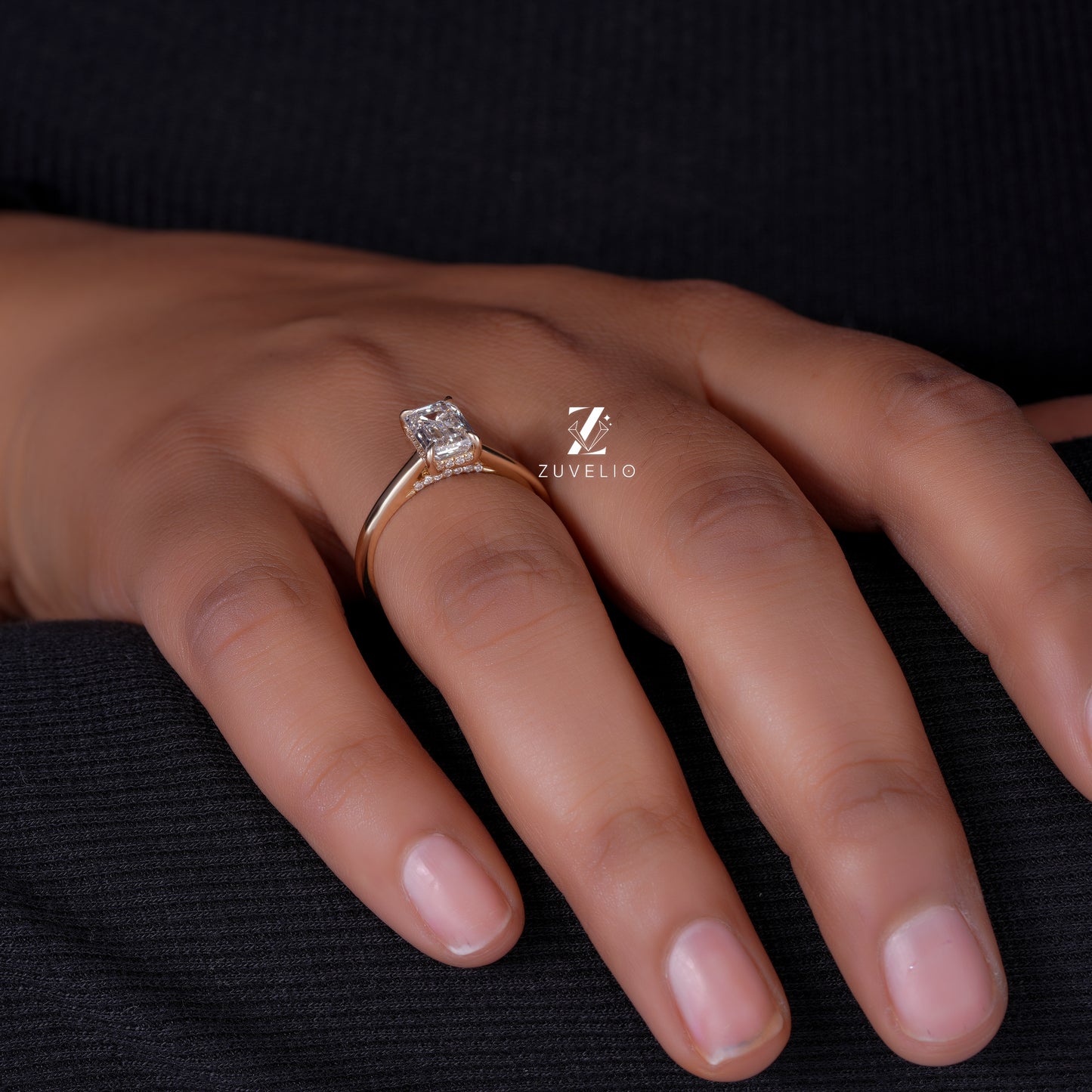 Emerald Solitaire Halo Ring