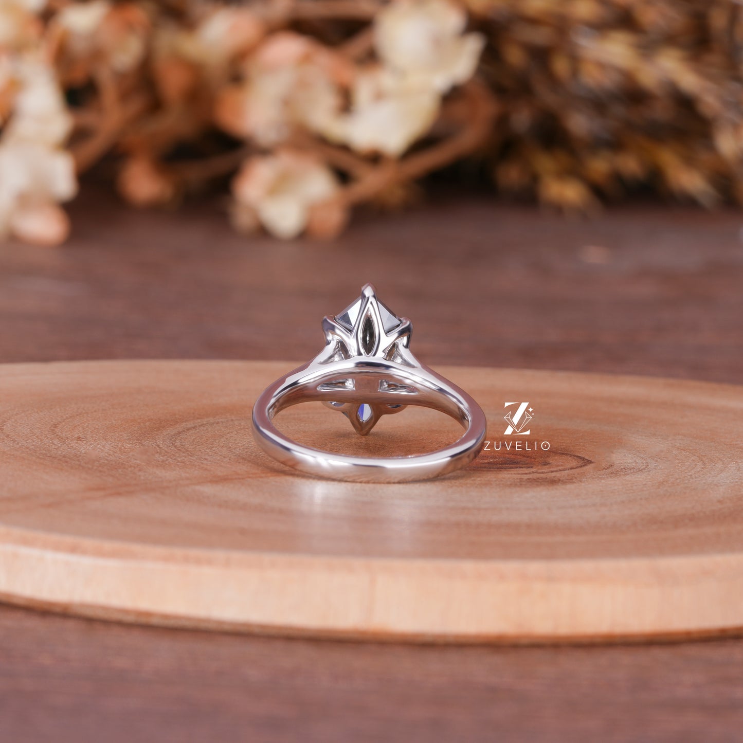 Grey Marquise Moissanite Ring
