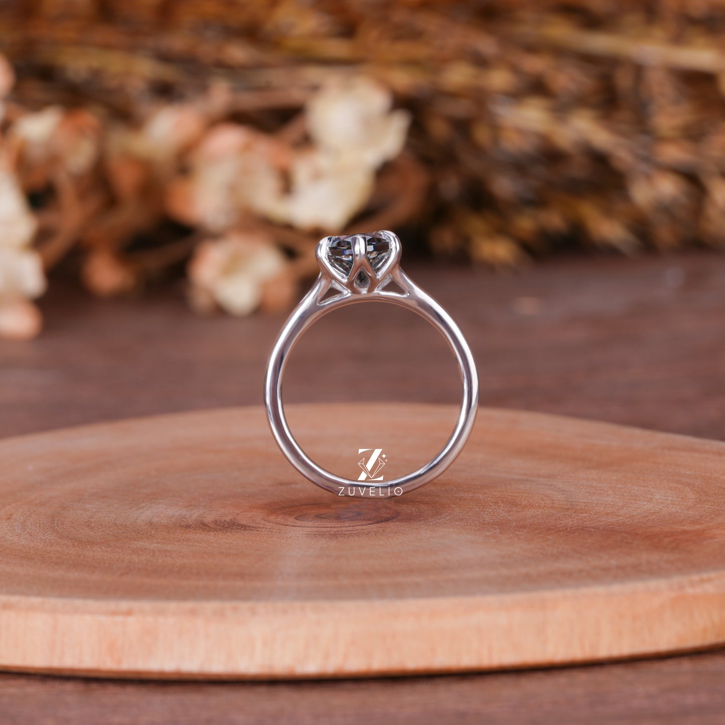 Grey Marquise Moissanite Ring