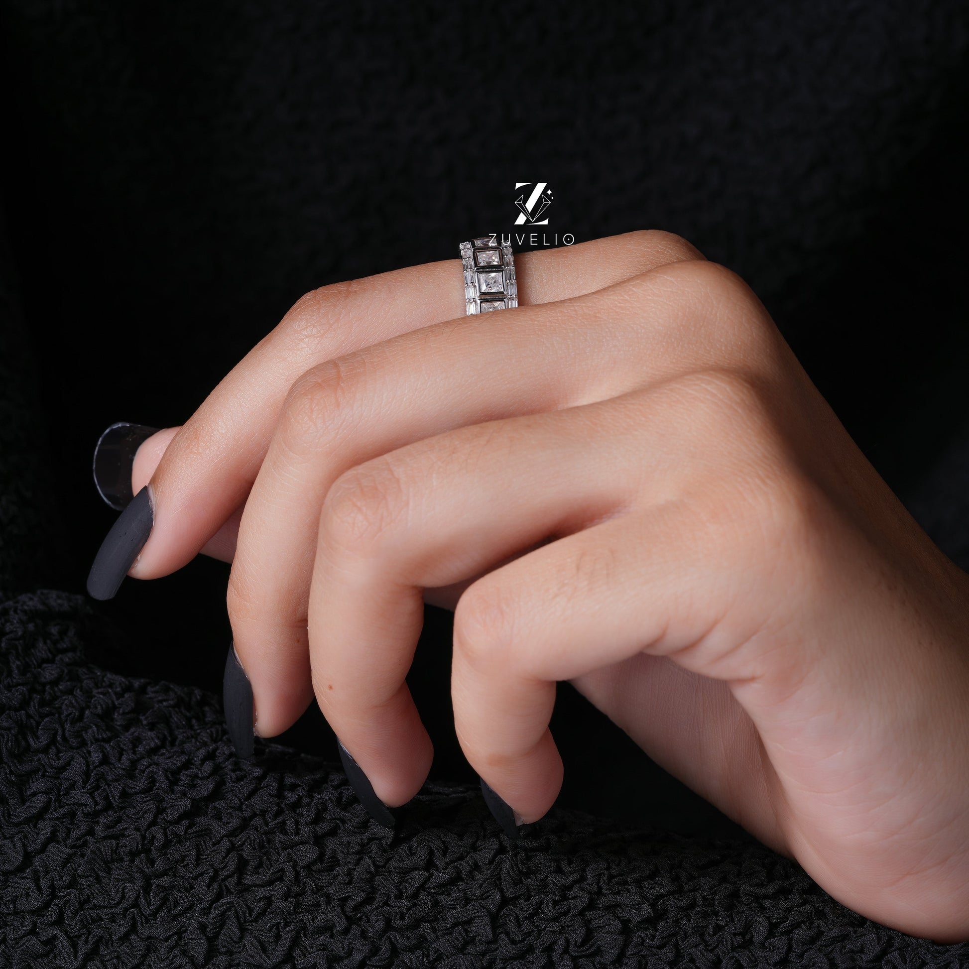 Princess Baguette Moissanite  Band - Zuvelio.com