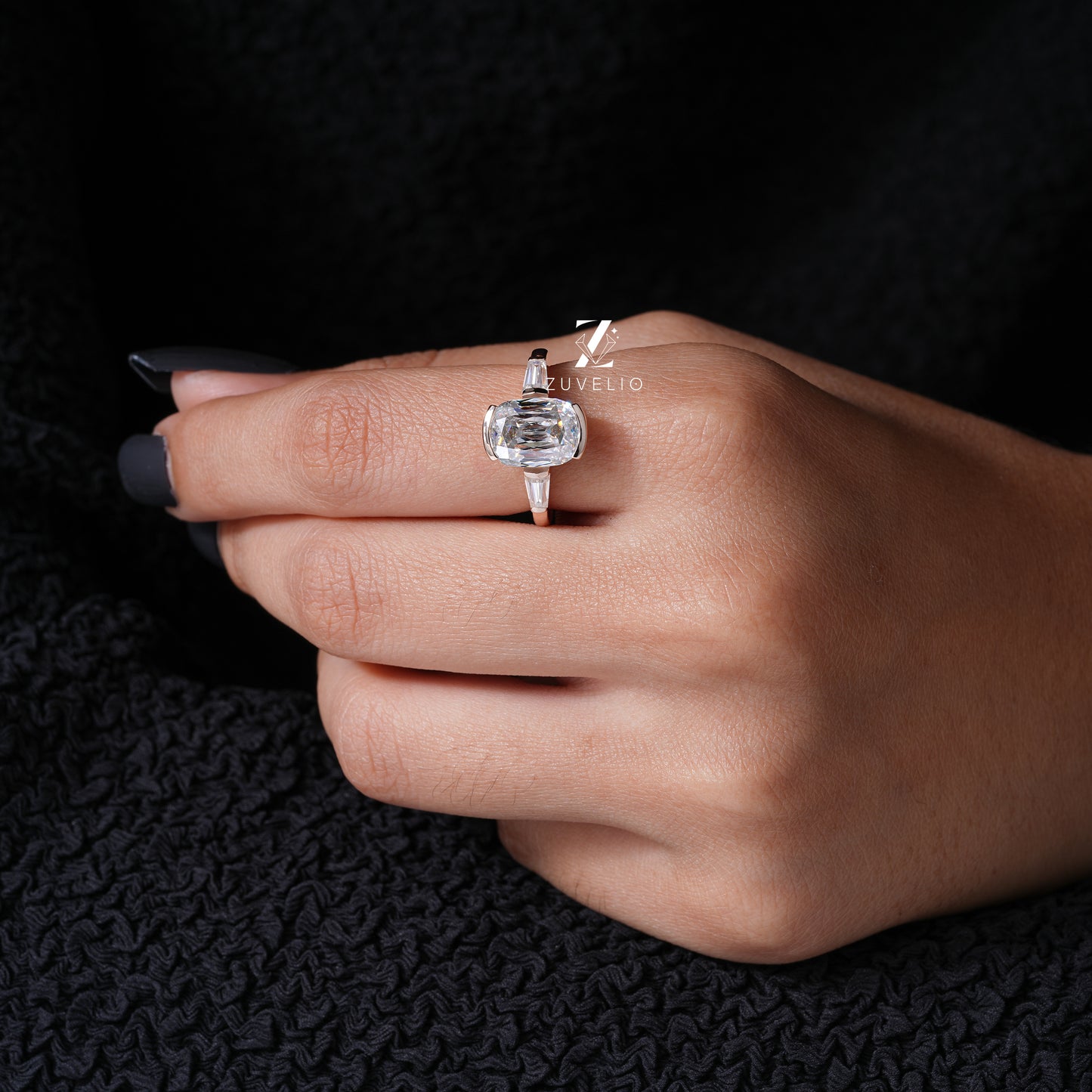 Criss Cut Moissanite Ring