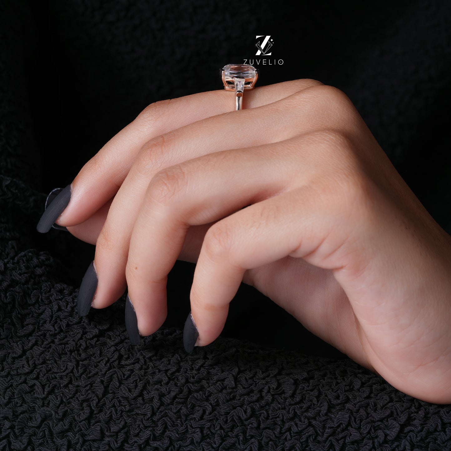 Criss Cut Moissanite Ring