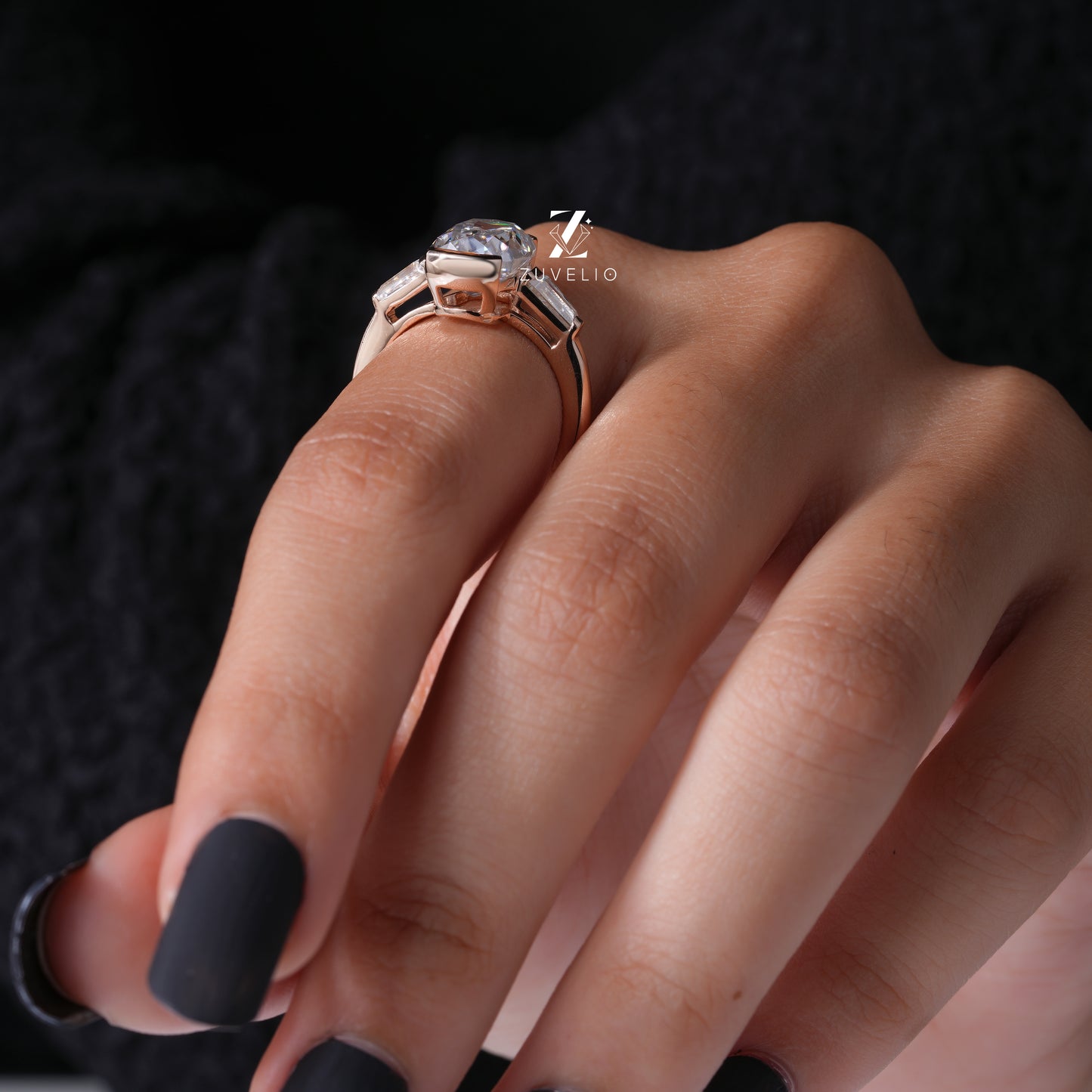 Criss Cut Moissanite Ring