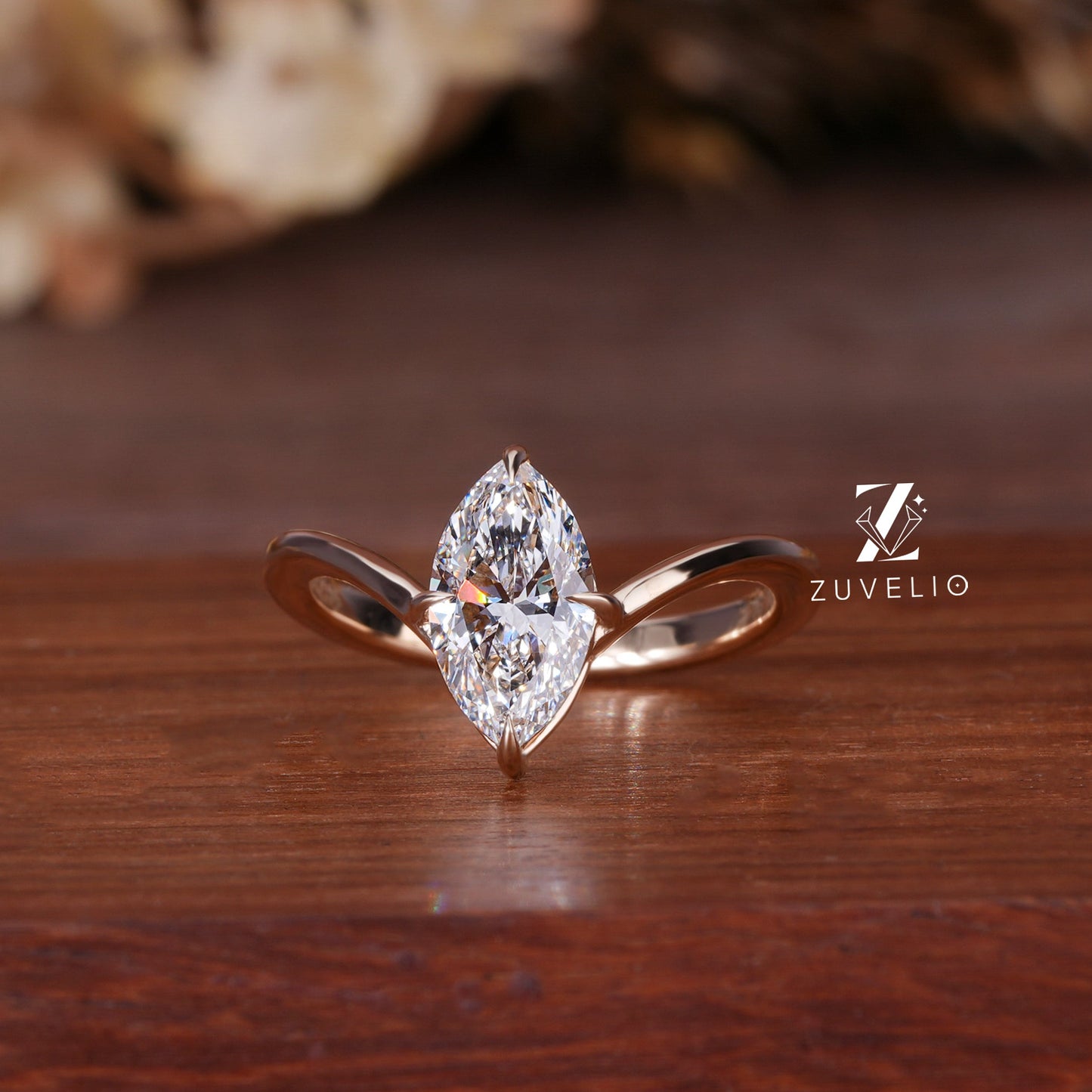 Marquise Compass Diamond Ring