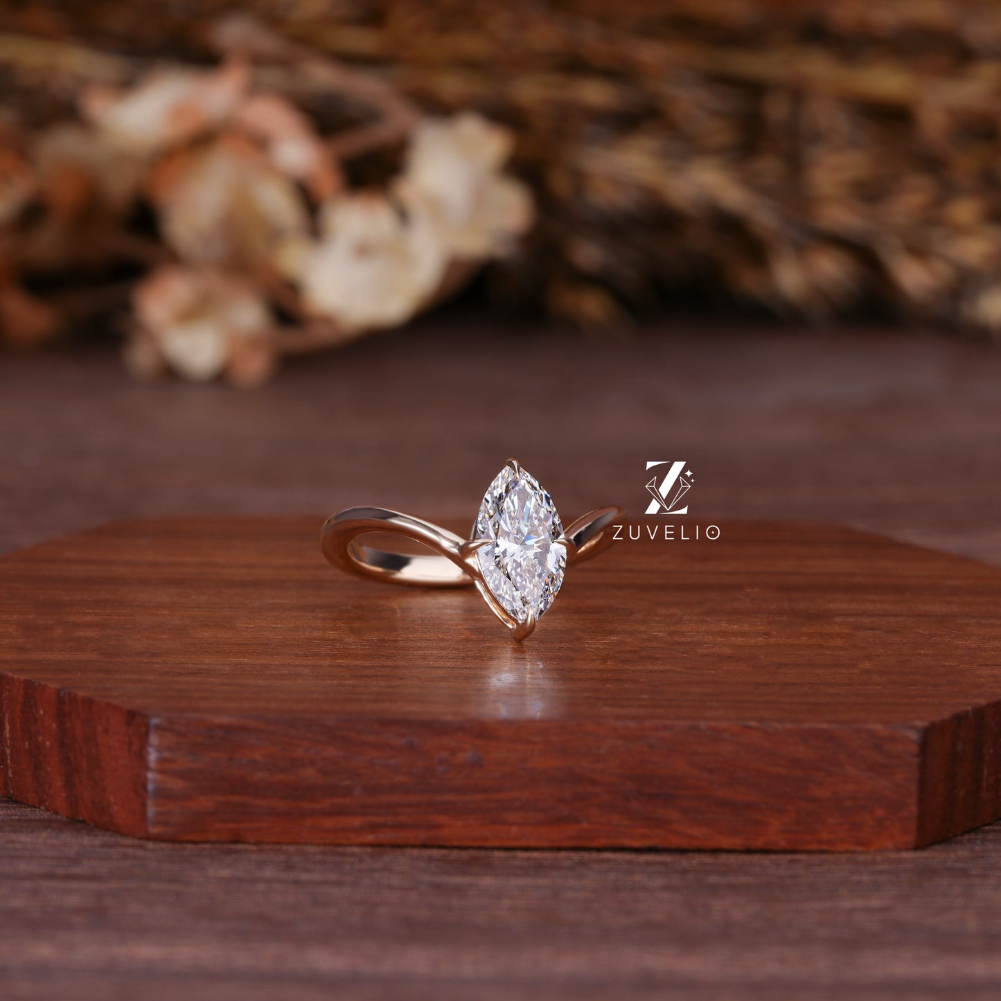 Marquise Compass Diamond Ring