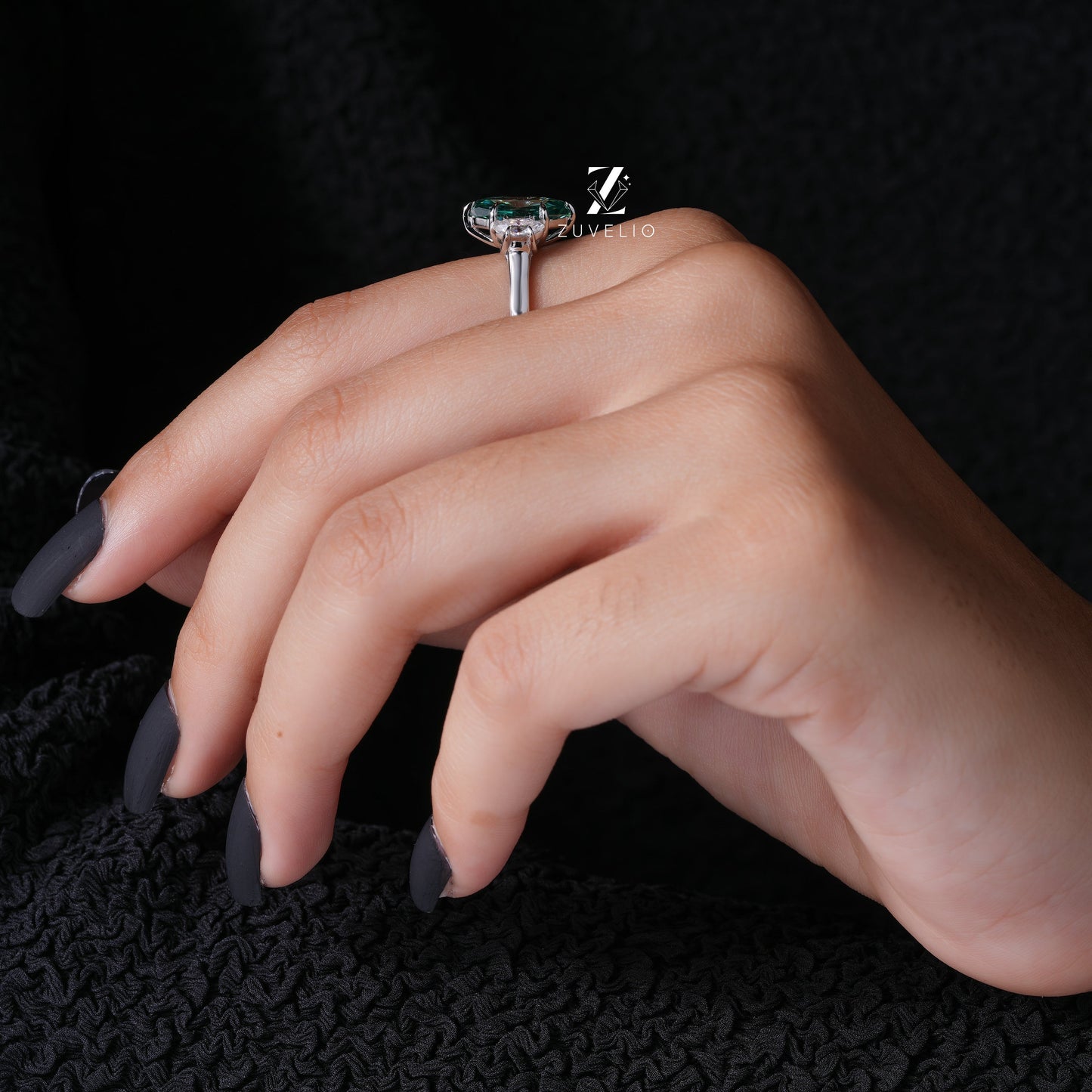 Green Hexagon Moissanite Ring - Zuvelio.com